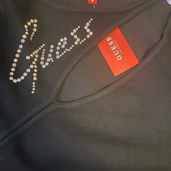 Guess Black Long Sleeve with Rhinestone Detail - Picture 1 of 2